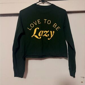 Mighty Fine Forest Green Top with Yellow Floral Accents Size S